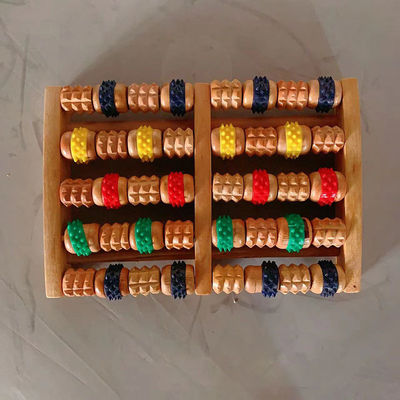 Outil en bois Pédicures Thérapie des pieds Méridien Massageur Colorisé en caoutchouc Roller de pied en bois pour le massage des pieds et le méridien