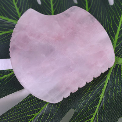Logo personnalisé Shell Shape Rose Quartz Gua Sha Outil de massage pour le massage musculaire et le soin de la peau Spa équipement de beauté