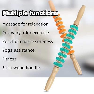 Muscles du corps Rouleau de massage anti-cellulite Perte de poids Relaxation du corps entier Massage à l'aide d'outils de massothérapie du bois Rouleau en PVC à neuf roues