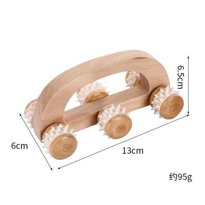 Chariot de massage à rouleaux en bois massif à six roues pour le ménage avec poignée manuelle Guasha Outil de soins de santé du corps Relax Beauty Massager Massage corporel