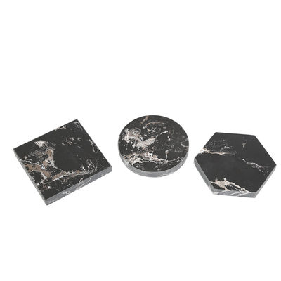 Montre-pieds en marbre ronde carré hexagonale ensemble de boisson en marbre avec polisseur pour tasses pour votre collection de boissons
