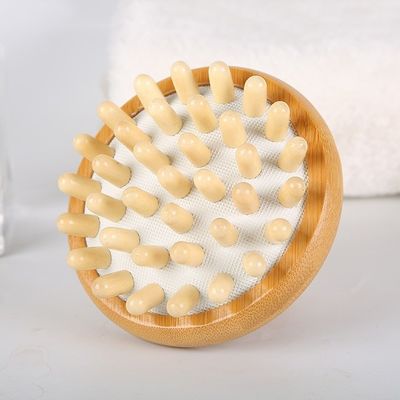 Forme de champignon brun Bamboo Gua Sha Scalp Massage Airbag Peignoir en bois Guasha Outil Tête Relaxeuse Massageur Coiffure de soins de santé de beauté