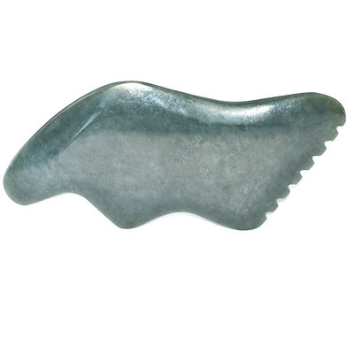 Forme de foudre vert foncé Néphrite naturel hétien Jade Gua Sha Outil de massage pour logo personnalisé Self Skin Health Care Spa