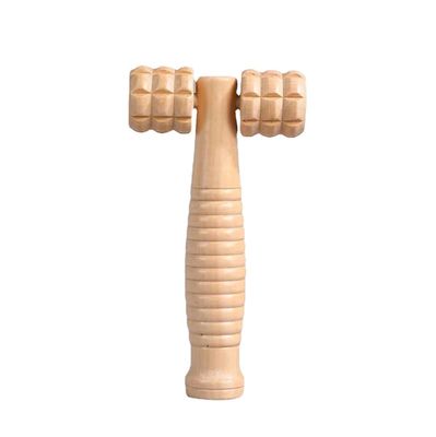 Logo personnalisé Disponibled Brown Wood Double Roller Massage Stick pour le soin de la santé personnelle et le traitement manuel du corps de Guasha