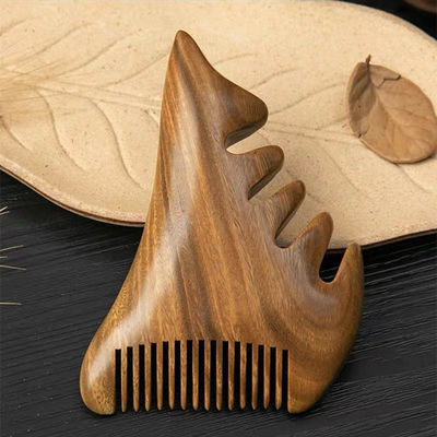 Coupe de cheveux brun en bois de santal naturel Peigne de massage du cuir chevelu en bois Outil de guasha pour la tête Le corps se détend Massageur de cheveux Soins de santé Beauté