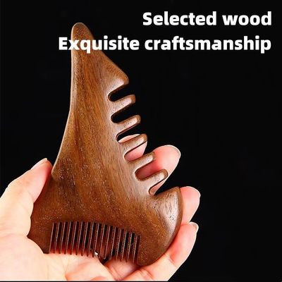 Coupe de cheveux brun en bois de santal naturel Peigne de massage du cuir chevelu en bois Outil de guasha pour la tête Le corps se détend Massageur de cheveux Soins de santé Beauté