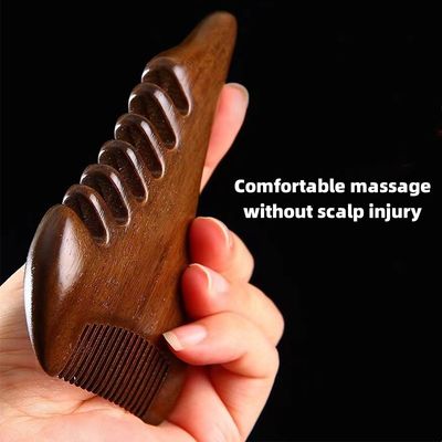 Coupe de cheveux brun en bois de santal naturel Peigne de massage du cuir chevelu en bois Outil de guasha pour la tête Le corps se détend Massageur de cheveux Soins de santé Beauté