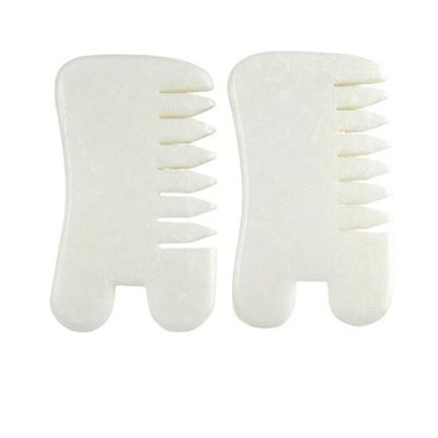 Jade Blanc Guasha Outils de pommade pour les cheveux Massage Scraping Outil de massage Gua Sha Comb Jade Pour le visage Cou Tête Et Corps
