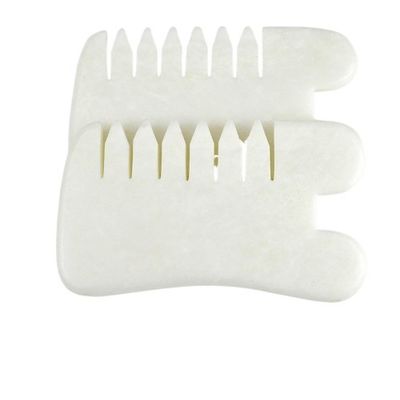 Jade Blanc Guasha Outils de pommade pour les cheveux Massage Scraping Outil de massage Gua Sha Comb Jade Pour le visage Cou Tête Et Corps