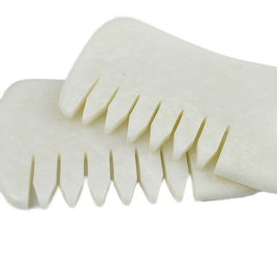 Jade Blanc Guasha Outils de pommade pour les cheveux Massage Scraping Outil de massage Gua Sha Comb Jade Pour le visage Cou Tête Et Corps