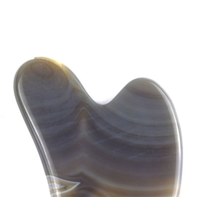 Outils de massage soins de la peau Guasha visage avec 100% véritable grise naturel Agate Facial Guasha Outil et gris Jade Gus Sha Stone masseur