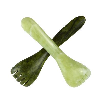 Logo personnalisé disponible vert clair Xiuyan Jade Gua Sha forme cuillère stylo d'acupuncture pour l'acupuncture des yeux cuillère masseur