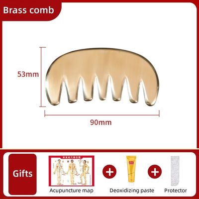 Muscles du corps en laiton naturel Gua Sha Board Scalp Massage peigne Guasha Stone Head Massage Hair Health Care Salon Outil de beauté