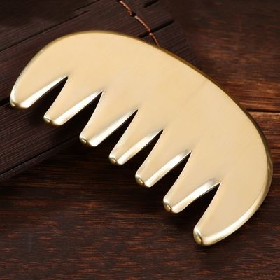 Muscles du corps en laiton naturel Gua Sha Board Scalp Massage peigne Guasha Stone Head Massage Hair Health Care Salon Outil de beauté