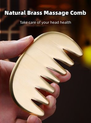 Muscles du corps en laiton naturel Gua Sha Board Scalp Massage peigne Guasha Stone Head Massage Hair Health Care Salon Outil de beauté