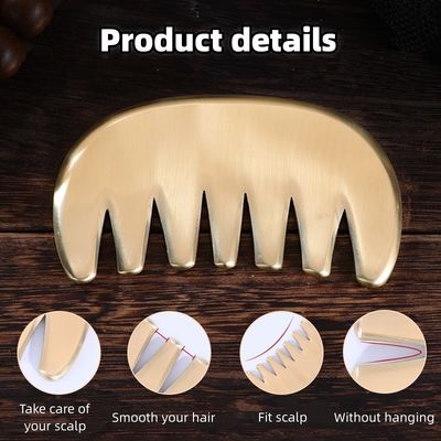 Muscles du corps en laiton naturel Gua Sha Board Scalp Massage peigne Guasha Stone Head Massage Hair Health Care Salon Outil de beauté