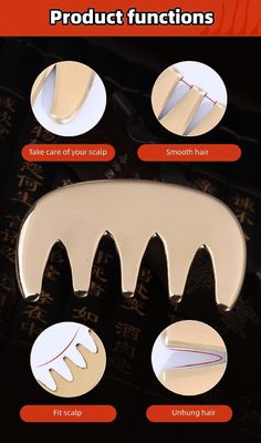 Outils de massage en cuivre Guasha Métal Coiffure en laiton Coiffure en cuivre Coiffure d'acupuncture Appareil de scalping point pour la tête Coiffure d'acupuncture