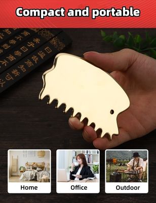 Équipement de massage de la tête en laiton naturel Gua Sha planche de massage du cuir chevelu Peigne de massage de la tête en pierre Guasha Massageur de cheveux Salon de soins de santé
