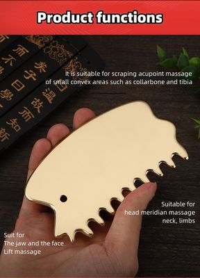 Équipement de massage de la tête en laiton naturel Gua Sha planche de massage du cuir chevelu Peigne de massage de la tête en pierre Guasha Massageur de cheveux Salon de soins de santé