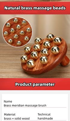 Logo personnalisé Levez le nerf du cuir chevelu Outil Guasha Brass Outils de massage du cuir chevelu en bois Pour la tête du corps Massage du cuir chevelu Gua Sha Nerve