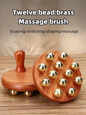 Logo personnalisé Levez le nerf du cuir chevelu Outil Guasha Brass Outils de massage du cuir chevelu en bois Pour la tête du corps Massage du cuir chevelu Gua Sha Nerve