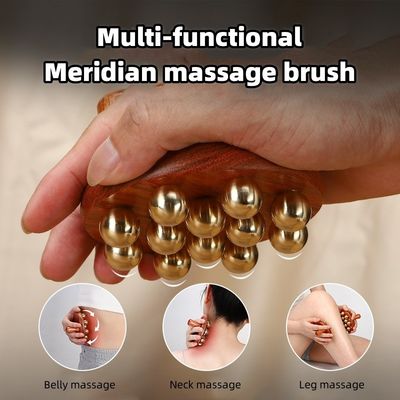 Logo personnalisé Levez le nerf du cuir chevelu Outil Guasha Brass Outils de massage du cuir chevelu en bois Pour la tête du corps Massage du cuir chevelu Gua Sha Nerve