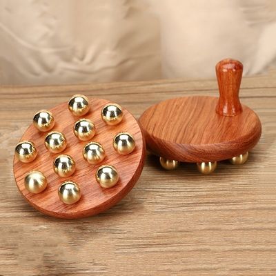 Logo personnalisé Levez le nerf du cuir chevelu Outil Guasha Brass Outils de massage du cuir chevelu en bois Pour la tête du corps Massage du cuir chevelu Gua Sha Nerve