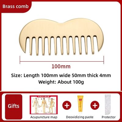 Dentée fine en laiton naturel Gua Sha Board Crayon de massage du cuir chevelu Guasha tête en pierre Massageur de cheveux