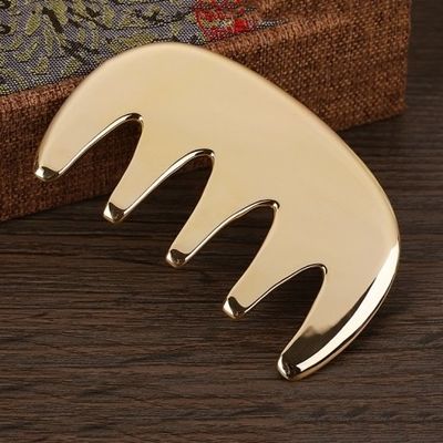 Cinq dents en laiton naturel Gua Sha planche de massage du corps peigne du cuir chevelu Guasha outil tête masseur de cheveux soins de santé salon de beauté maison
