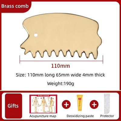 Outil de massage des muscles du corps en laiton naturel Gua Sha Board Peigne du cuir chevelu Guasha tête en pierre Massageur de cheveux Salon de beauté