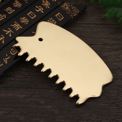 Outil de massage des muscles du corps en laiton naturel Gua Sha Board Peigne du cuir chevelu Guasha tête en pierre Massageur de cheveux Salon de beauté