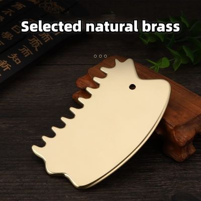Outil de massage des muscles du corps en laiton naturel Gua Sha Board Peigne du cuir chevelu Guasha tête en pierre Massageur de cheveux Salon de beauté