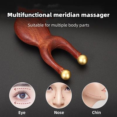 Outil de massage Guasha à double extrémité en laiton de bois de santal, réflexologie manuelle pour les yeux, le nez et le corps.
