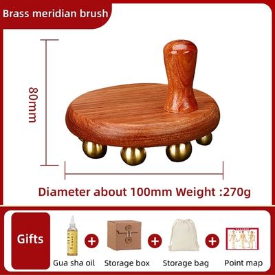 Équipement de massage corporel ménager de poche en laiton en bois massif Massage Gua Sha Outil Guasha Brosse pour soins de la peau Spa lifting du visage
