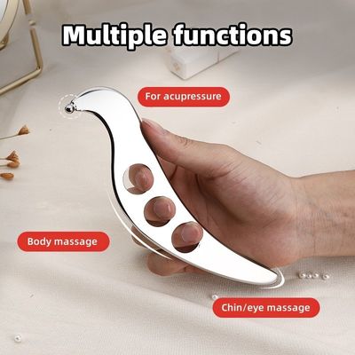 Tableau de massage du cuir chevelu en argent Gua Sha en acier inoxydable 304 pour la relaxation musculaire et le sport