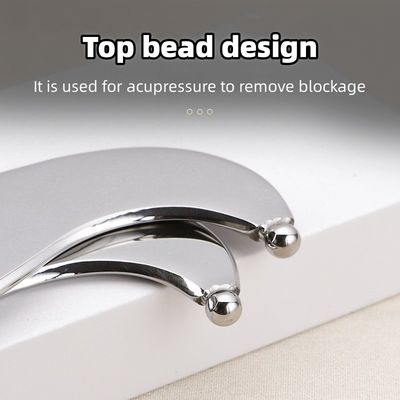 Tableau de massage du cuir chevelu en argent Gua Sha en acier inoxydable 304 pour la relaxation musculaire et le sport