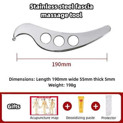 Tableau de massage du cuir chevelu en argent Gua Sha en acier inoxydable 304 pour la relaxation musculaire et le sport