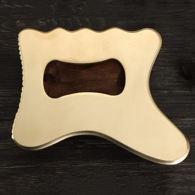 Équipement de massage en laiton naturel en métal planche de grattage Gua Sha Guasha Massage facial Spa Massageur de soins de la peau Outil de beauté avec poignée