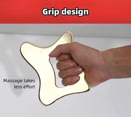 Équipement de massage en laiton naturel en métal planche de grattage Gua Sha Guasha Massage facial Spa Massageur de soins de la peau Outil de beauté avec poignée