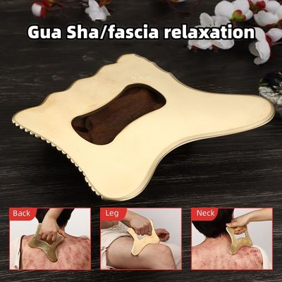 Équipement de massage en laiton naturel en métal planche de grattage Gua Sha Guasha Massage facial Spa Massageur de soins de la peau Outil de beauté avec poignée