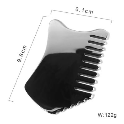 Équipement de massage de la tête Forme personnalisée Outils de massage du visage Roller Massage en métal Peigne Guasha 304 en acier inoxydable Peigne Guasha