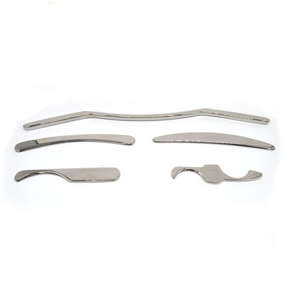 Propriétés de l' argent en acier inoxydable de qualité médicale Outils de Gua Sha pour la beauté Propriétés du masseur 5 en 1 ensemble