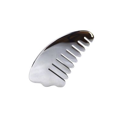 Corne d'argent en forme d'acier inoxydable Gua Sha cuir chevelu Peigne de massage Guasha tête de pierre Massageur de cheveux Salon de beauté