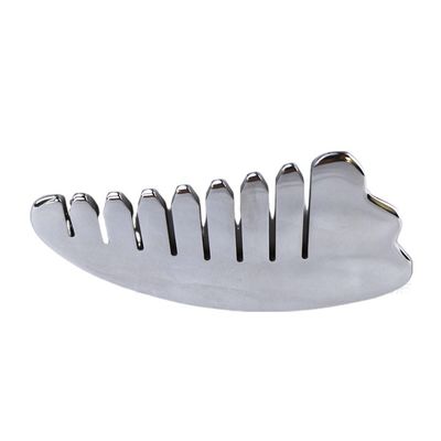 Corne d'argent en forme d'acier inoxydable Gua Sha cuir chevelu Peigne de massage Guasha tête de pierre Massageur de cheveux Salon de beauté