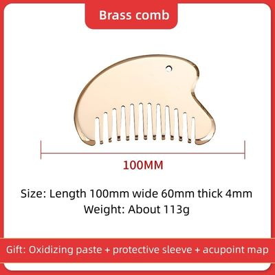 Ours en laiton naturel Gua Sha Outil de planche pour le massage du cuir chevelu peigne Guasha tête de pierre masseur de cheveux Salon de beauté