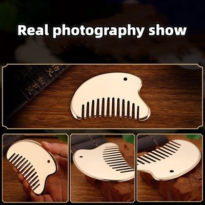 Ours en laiton naturel Gua Sha Outil de planche pour le massage du cuir chevelu peigne Guasha tête de pierre masseur de cheveux Salon de beauté