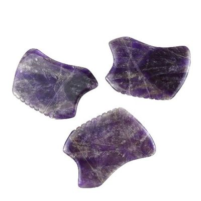 Pierre de grattage violette Gua Sha Outil de massage pour l'améthyste Crystal Facial Guasha Board et le jade naturel