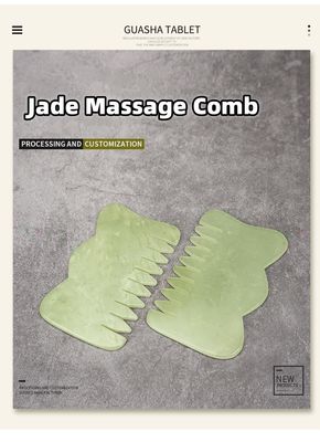 Équipement de massage de la tête Peigne de cheveux de jade Peigne de massage Guasha pour la beauté et les propriétés de Xiuyan Jade