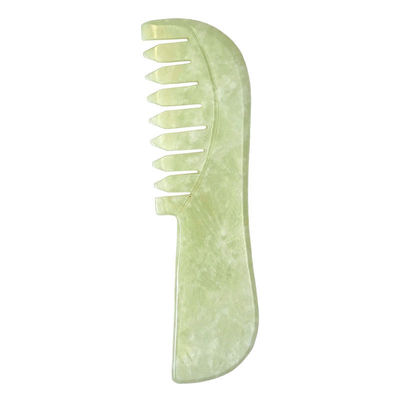 Fournitures de peignoir vert grattant jade gua sha pierre massage des cheveux du visage outils de peignage guasha peigne xiuyu avec logo personnalisé disponibled