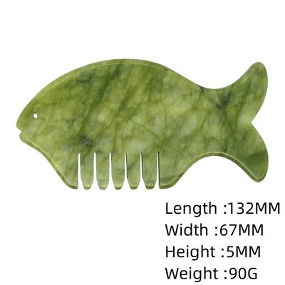 Équipement de massage de la tête 2024 Produit Xiuyan Jade Comb Guasha Jade Stone Scraping Tableau de massage en vert et jaune